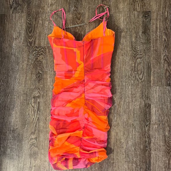 Oh Polly Heatin' Up Ruched Corset Mini Dress in Pink Print - Picture 5 of 7